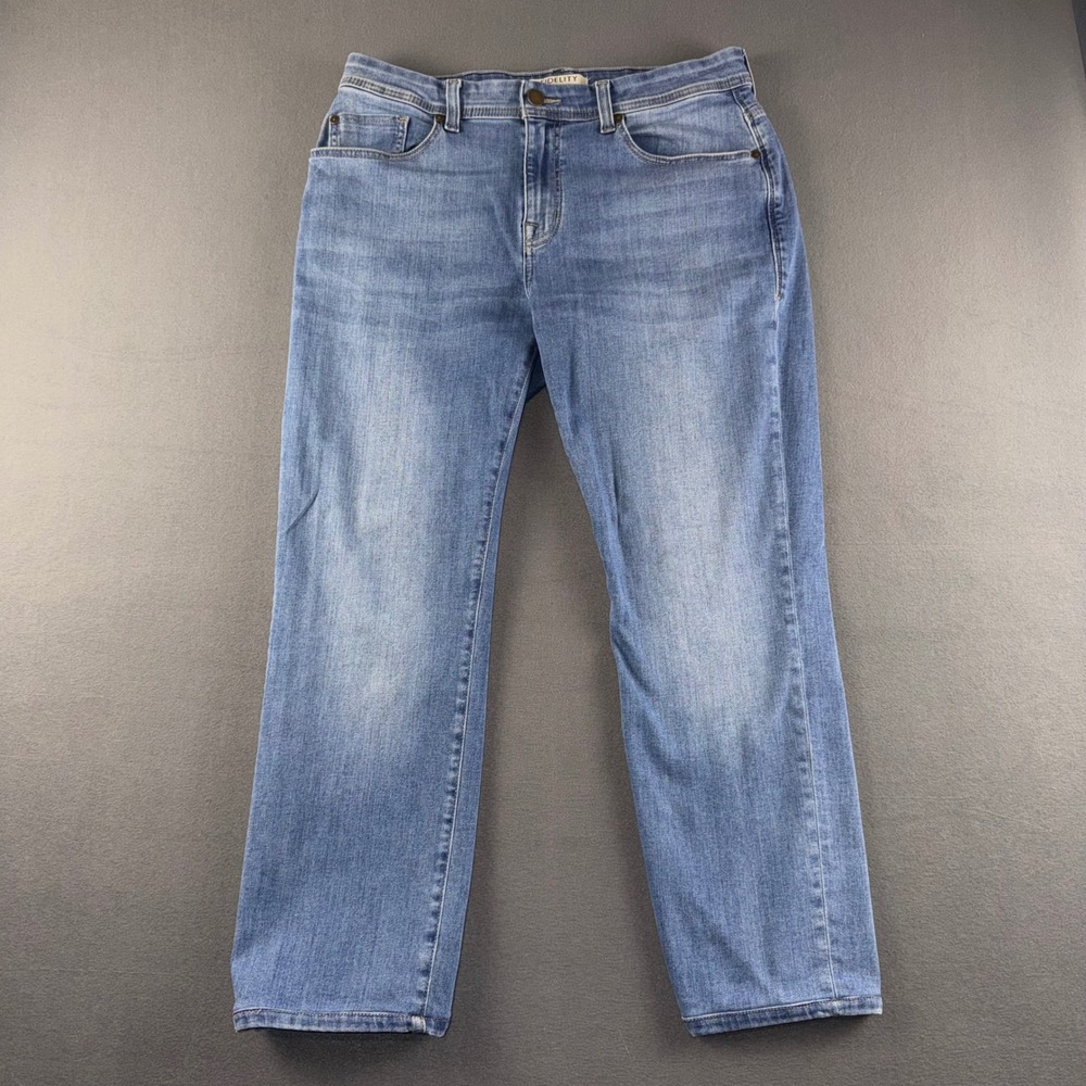 Fidelity Denim Jimmy Slim Straight Jeans Carlito Wash Blue Mens 34 M21418-JIMMY